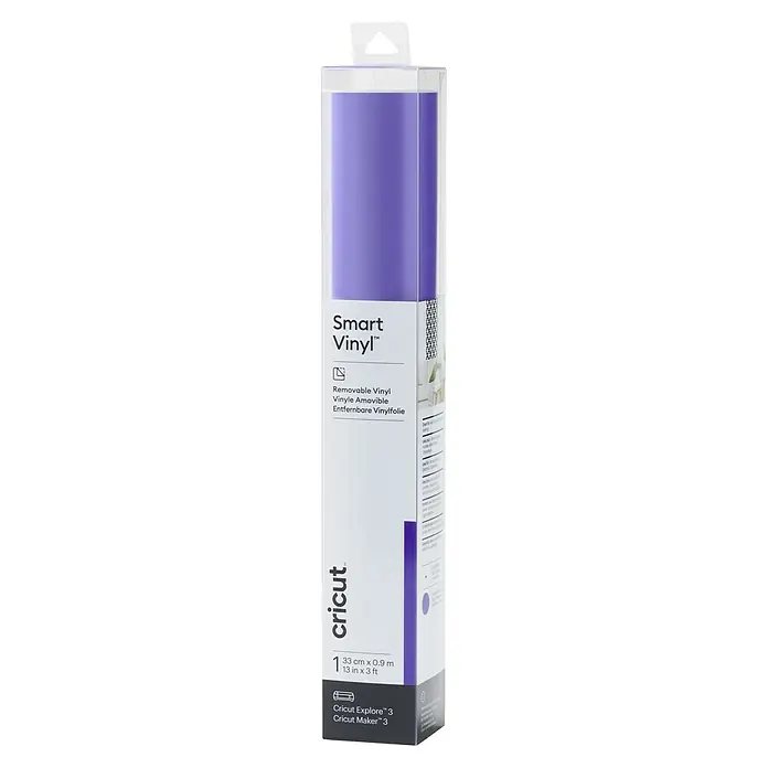 Cricut Vinylfolie Smart Vinyl Ablösbar - 1 Stk., Purple, 91 x 33 cm, Selbstklebend - Eine Packung Cricut Smart Vinyl™ in lila Farbe. Die Vinylfolie ist ablösbar und für Cricut Explore™ 3 und Cricut Maker™ 3 geeignet.