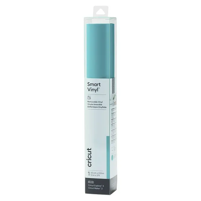 Cricut Vinylfolie Smart Vinyl Ablösbar - 1 Stk., Aqua, 91 x 33 cm, Selbstklebend - Smart Vinyl von Cricut, ablösbare Vinylfolie in Türkis, 33cm x 0.9m, geeignet für Cricut Explore 3 und Maker 3.
