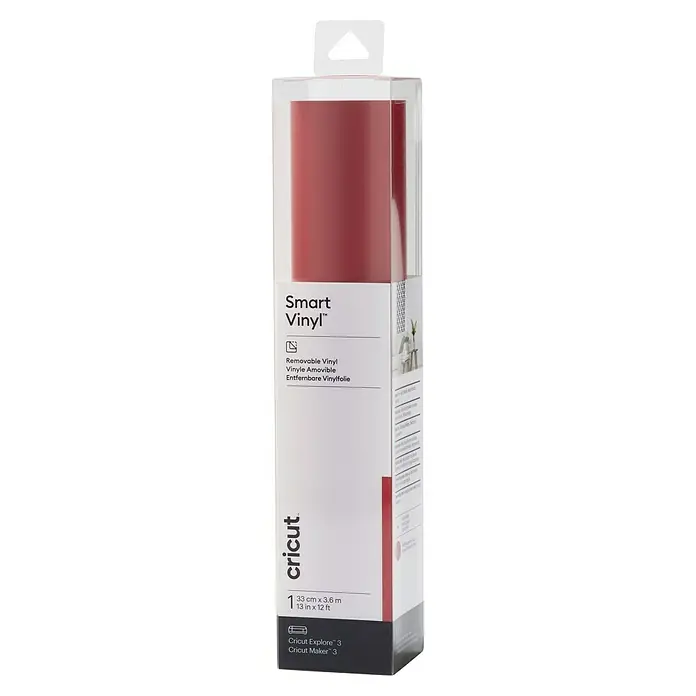 Cricut Vinylfolie Smart Vinyl Ablösbar - 1 Stk., Red, 366 x 33 cm, Selbstklebend - Cricut Smart Vinyl in Rot: Eine Rolle ablösbares Vinyl für Cricut Explore 3 und Maker 3 Schneideplotter, ideal für DIY-Projekte.