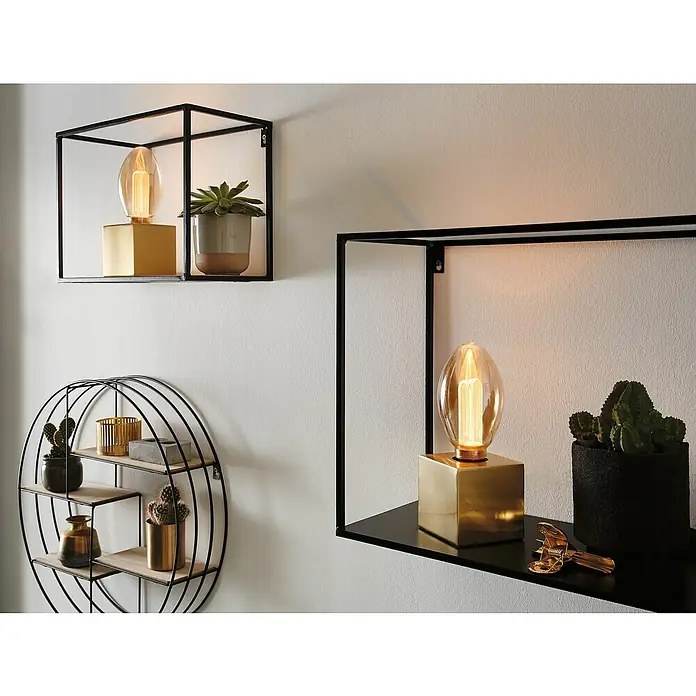 Paulmann Inner Glow LED-Lampe Vintage Glühlampenform E27 - E27, Nicht Dimmbar, Gelb, 160 lm, 3,5 W, Kerze, Farbe: Gold - Dekorative Regale mit Glühbirnen und Pflanzen. Diese stilvollen Wandregale sind eine moderne Ergänzung für jedes Zuhause, ideal zur Schau von Dekorationen.
