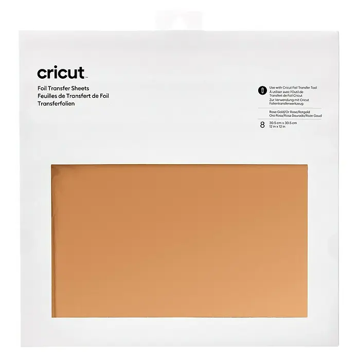 Cricut Transferfolie - 8 Stk., Roségold, L x B: 30 x 30 cm - Cricut Folientransferblätter in Roségold. Zur Verwendung mit dem Cricut Folientransferwerkzeug, 30,5 cm x 30,5 cm.