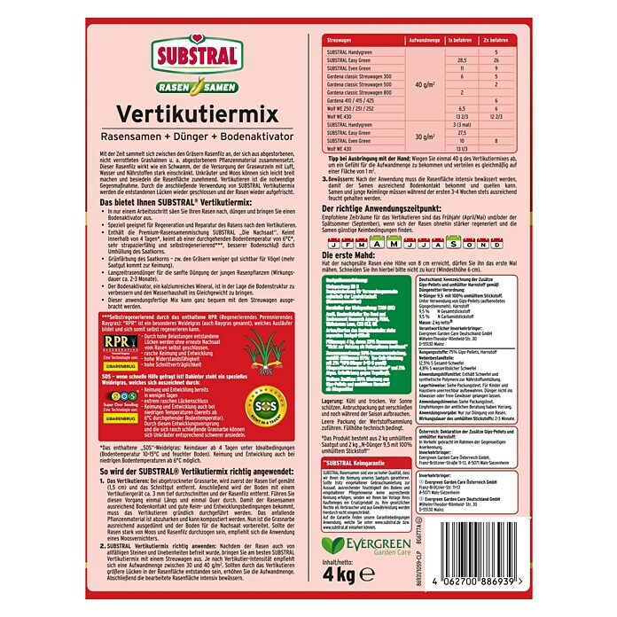 Substral Vertikutier-Mix (4 kg, Inhalt ausreichend für ca.: 133 m²)
