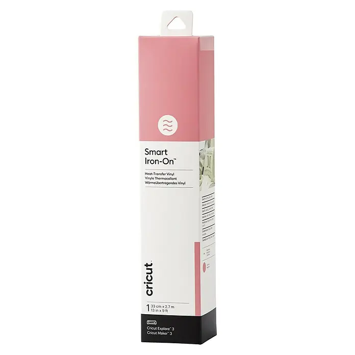 Cricut Aufbügelfolie Smart Iron-On - Pink, L x B: 273 x 33 cm, Passend für: Cricut Explore® 3 und Cricut Maker® 3 - Intelligente Heat-Transfer Vinylrolle von Cricut. Ideal für individuelle Designs auf Textilien und anderen hitzebeständigen Materialien.