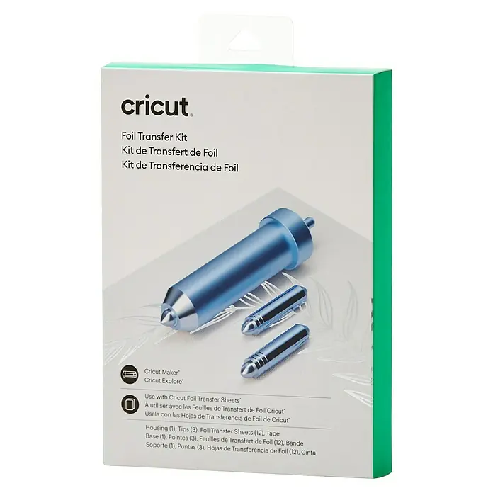 Cricut Maker Plotter-Werkzeug Folientransfer-Werkzeug - Passend für: Cricut Maker™ und Cricut Explore™ - Abbildung einer Cricut Folientransfer-Kit-Box mit Werkzeug zum Aufbringen von Folie und Transferfolien für kreative Projekte.