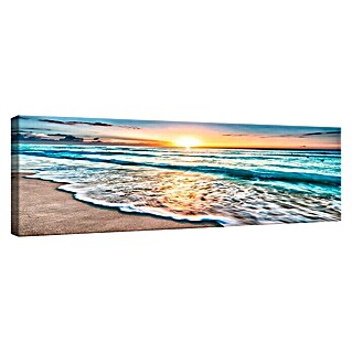 Leinwandbild (Strand bei Sonnenuntergang, B x H: 145 x 45 cm)