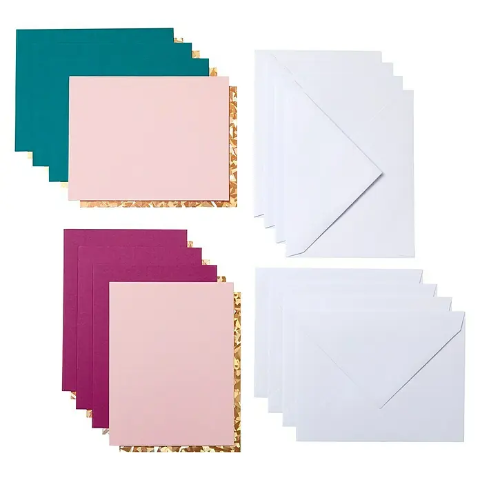 Cricut Joy Klebekarten-Set Cutaway Karte mit Kuvert - 8 -tlg., Corsage, 14 x 10,8 cm - Grußkarten-Set mit farbenfrohen Karten, goldenen Akzenten und passenden weißen Umschlägen. Perfekt für persönliche Nachrichten.