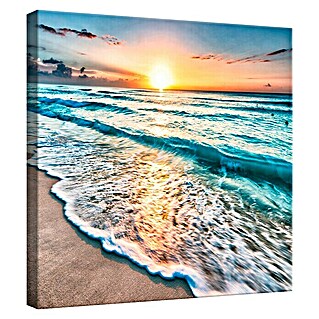 Leinwandbild (Strand bei Sonnenuntergang, B x H: 80 x 80 cm)