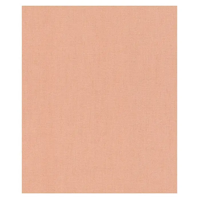 Rasch Florentine III Vliestapete - Rosa, Uni, 10,05 x 0,53 m - Nahaufnahme eines einfarbigen, pfirsichfarbenen Stoffes, der eine subtile Textur aufweist und eine warme, sanfte Ästhetik vermittelt.