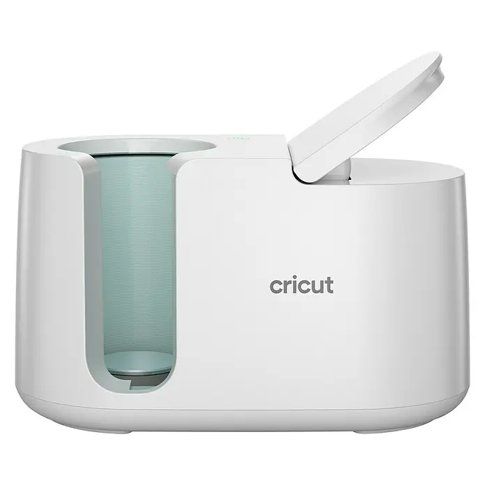 Cricut Transferpresse Mug Press - Passend für: Infusible Ink- und sublimationskompatible Tassenrohlinge - Weißer Cricut Mug Press mit offenem Deckel, ideal für die individuelle Gestaltung von Tassen. Perfekt für DIY-Projekte und kreative Geschenke.