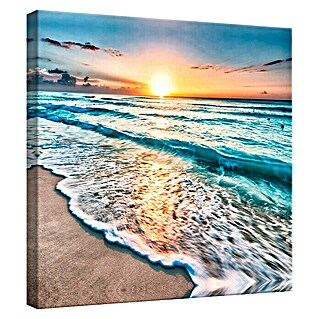 Leinwandbild (Strand bei Sonnenuntergang, B x H: 40 x 40 cm)