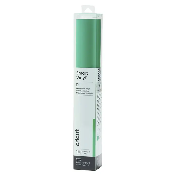 Cricut Vinylfolie Smart Vinyl Ablösbar - 1 Stk., Gras, 91 x 33 cm, Selbstklebend - Eine Packung Cricut Smart Vinyl in Mintgrün, geeignet für Cricut Explore 3 und Maker 3 Schneideplotter.