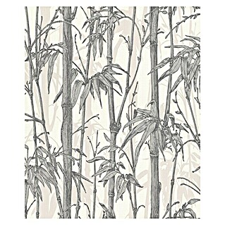 Rasch Florentine III Vliestapete Bambus (Weiß-Silber, Floral, 10,05 x 0,53 m)