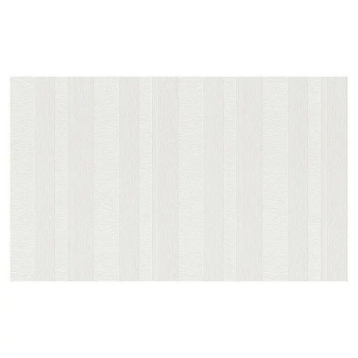 Rasch Wallton Vliestapete Kreativstreifen - Weiß, Streifen, 25 x 1,06 m - Nahaufnahme einer eleganten, weißen Tapete mit vertikalen Streifen und einer feinen, strukturierten Oberfläche, die ein stilvolles Ambiente schafft.