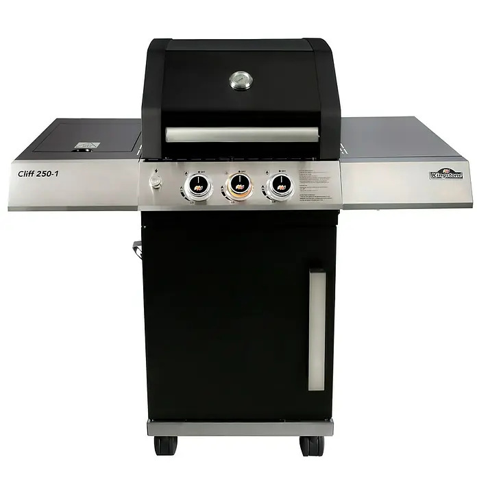 Kingstone KMS Barbacoa de gas Cliff 250-1 - Superficie de la parrilla (An x Pr): 49 x 45 cm, 10,5 kW, Número de quemadores: 2 - Barbacoa Kingstone Cliff 250-1 con tres quemadores y un práctico armario inferior. Ideal para asados al aire libre.