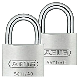 Abus Vorhängeschloss-Set Titalium 54TI/40 Gleichschließend (B x H: 38 x 57 mm, Bügelstärke: 6 mm, Titalium-Spezialaluminium, 2 Stk.)