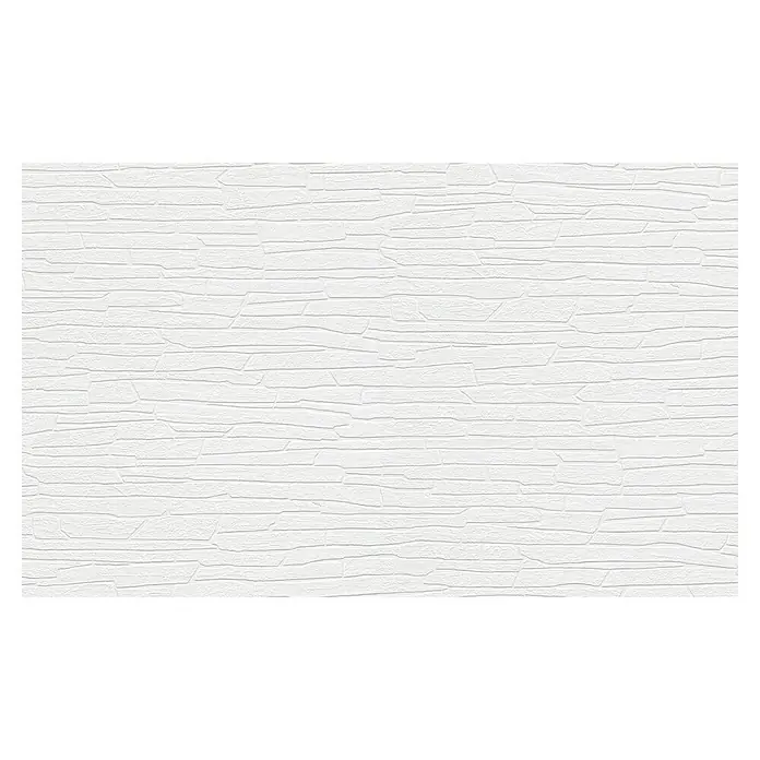 Rasch Wallton Vliestapete Mauersteine IIWeiß, Steinoptik, 10,05 x 0,53 m - Nahaufnahme einer weißen Steinwand mit horizontaler Textur, ideal als neutraler und moderner Hintergrund.