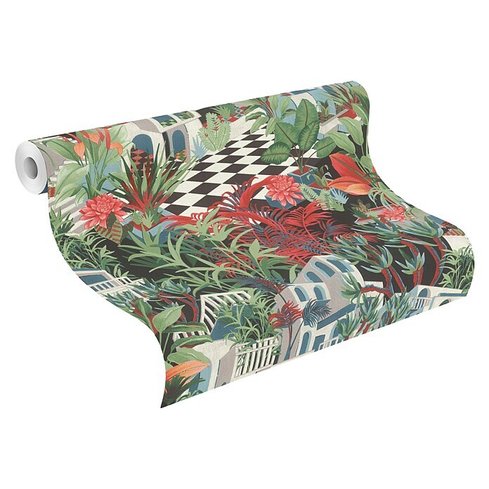 Rasch Tropical House Vliestapete Landschaft (Ziegelrot, Floral, 10,05 x 0,53 m) | BAUHAUS