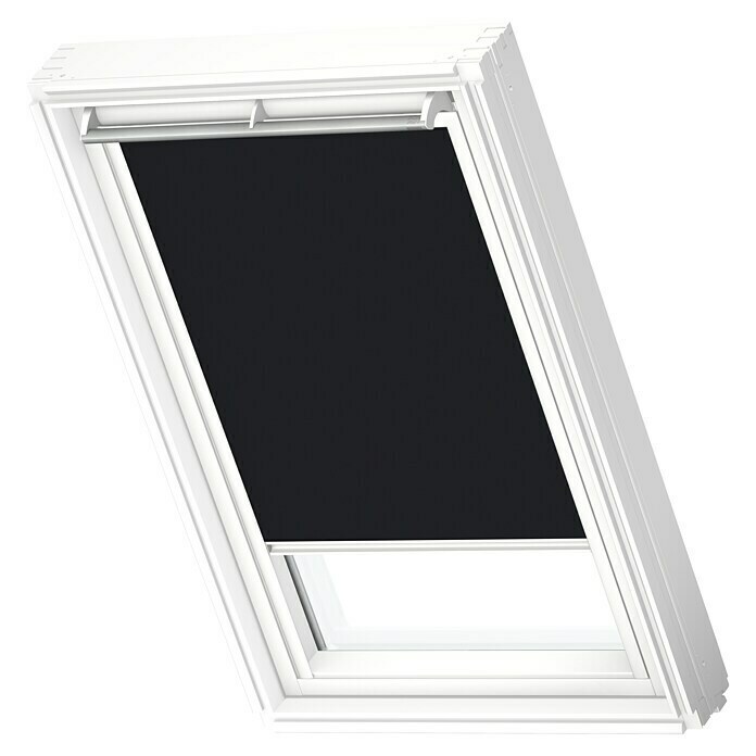 Velux Dachfensterrollo DKL FK06 3009SWLFarbe: Schwarz -3009SWL, Farbe Schiene: Weiß, Manuell Diagonal View