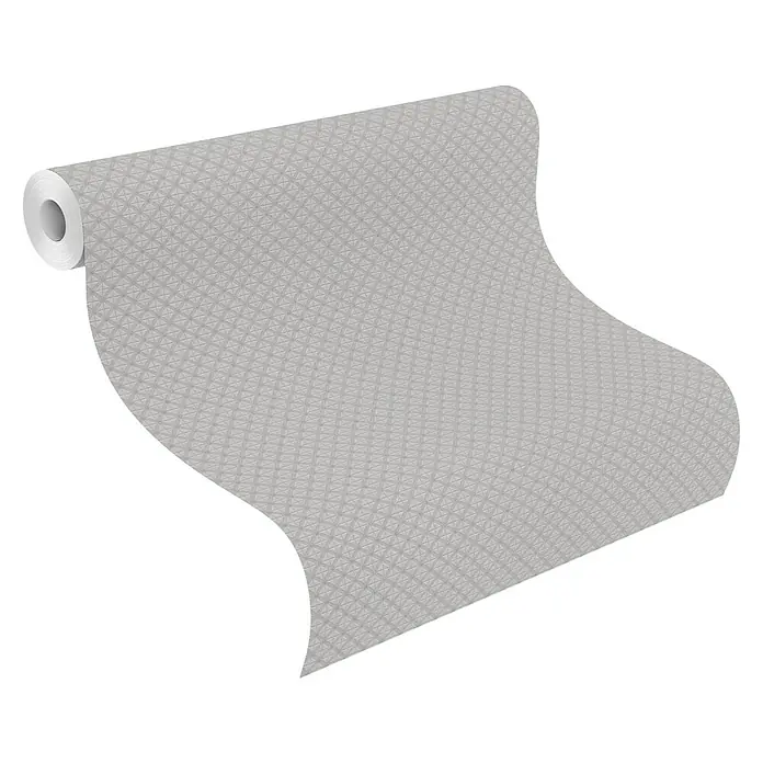 Rasch Tapetenwechsel 2 Vliestapete - Grau, Grafisch, 10,05 x 0,53 m - Eine Rolle graue Tapete mit einem dezenten, geometrischen Muster, ideal für moderne Innenräume, die eine stilvolle Wandgestaltung wünschen.