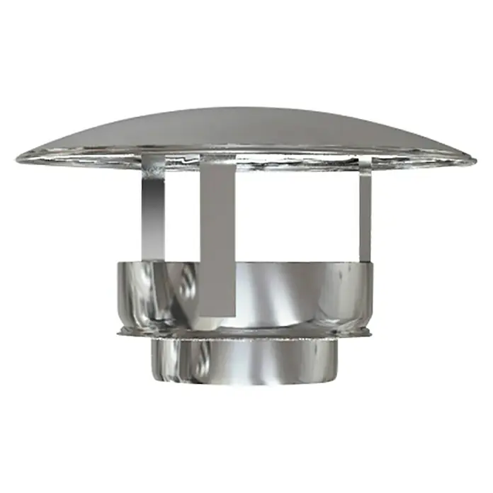 Practic Sombrerete pared doble - Diámetro: 80 mm - Tapa de chimenea brillante plateada con soportes elegantes para una protección óptima y un diseño moderno.