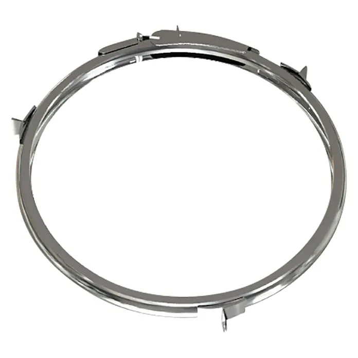 Practic Abrazadera para tubo pared doble vientos - Diámetro: 150 mm - 200 mm, Acero inoxidable - Un aro de tensión brillante de color plateado con sujetadores metálicos, perfecto para baterías y otros instrumentos.