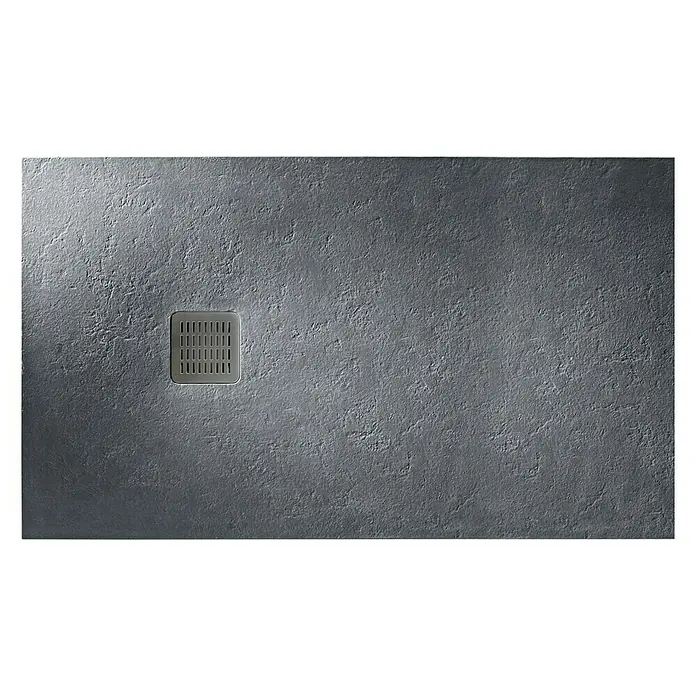 Roca Plato de ducha Calipso - L x An: 70 x 100 cm, Material compuesto, Negro - Aquí hay un plato de ducha rectangular y moderno con una superficie texturizada y un desagüe cuadrado.