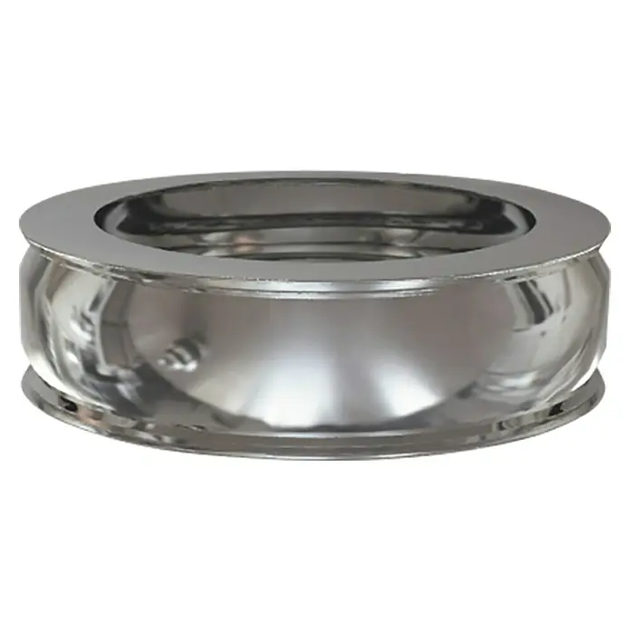 Practic Tapón pared doble - Diámetro: 80 mm, Inox - Toma de la bandeja redonda de acero inoxidable con un acabado pulido brillante y un borde ancho.