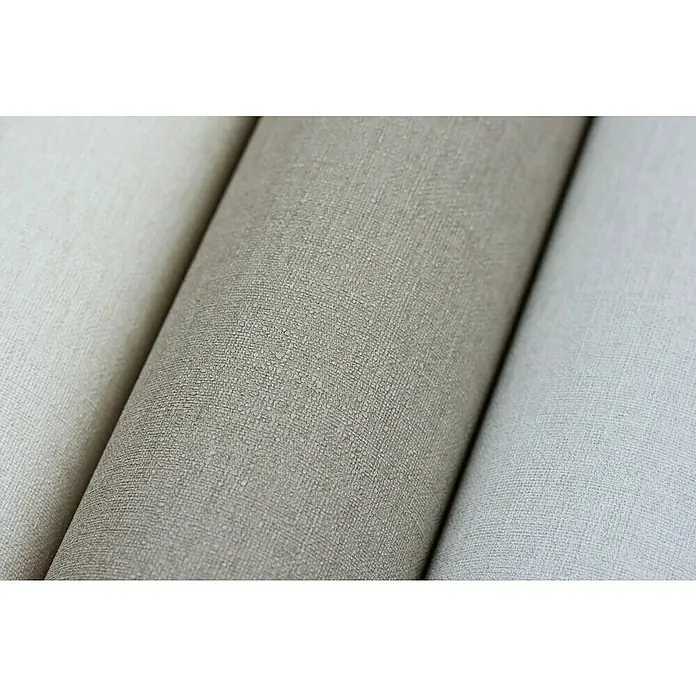 Rasch Salsa Vliestapete Textilstruktur - Hellgrau, Uni, 10,05 x 0,53 m - Detailaufnahme von strukturierten Stoffbahnen in neutralen Farben, die eine hochwertige Textur und Vielseitigkeit für Designs zeigen.