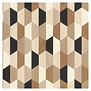 Rasch Salsa Vliestapete Holzmosaik I (Braun, 3D-Optik, 10,05 x 0,53 m)