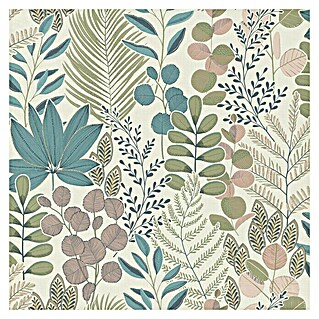 Rasch Salsa Vliestapete Blätter (Creme-Grün, Floral, 10,05 x 0,53 m)