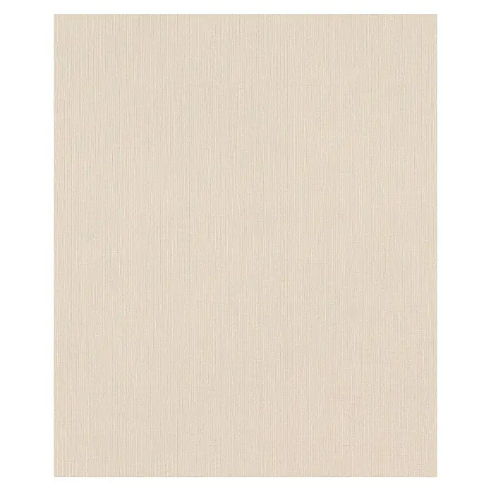 Rasch Florentine IV Vliestapete - Creme, Uni, 10,05 x 0,53 m - Nahaufnahme einer beigen Stoffprobe mit feiner Textur und schwarzem Rahmen, ideal für Polsterarbeiten oder als Hintergrund.