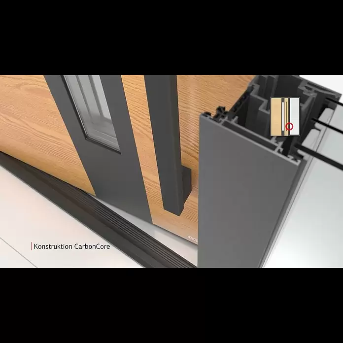 Portofino Blackline Edition Haustür 702PF Nero LA - 110 x 210 cm, DIN Anschlag: Links - Die Vorteile von Optimum CarbonCore