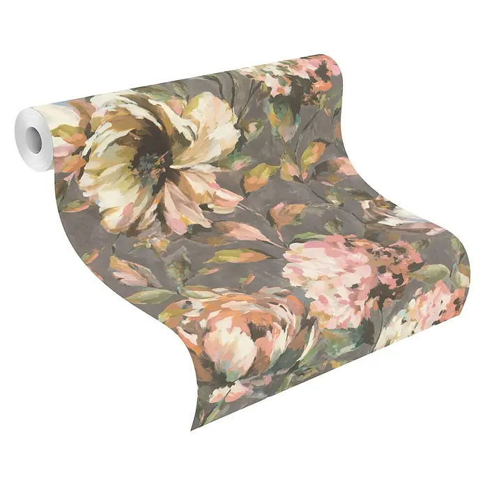 Rasch Florentine III Vliestapete Blumen - Mauve, Floral, 10,05 x 0,53 m - Eine Rolle dekorativer Blumentapete in sanften Farbtönen. Perfekt, um jedem Raum einen eleganten und romantischen Touch zu verleihen.