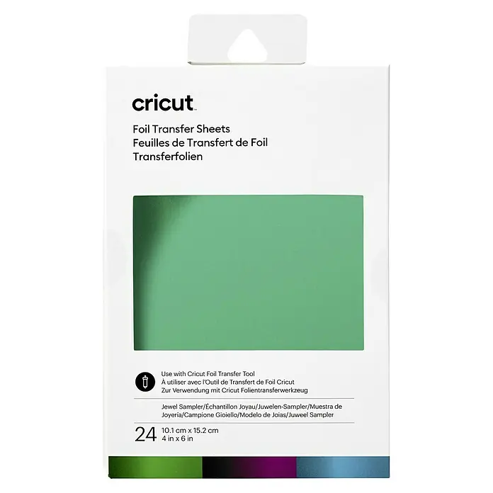 Cricut Transferfolie Jewel - 24 Stk., Bunt, L x B: 15 x 10 cm - Cricut Folienblätter zum Aufbringen. Ideal zum Dekorieren von Papier, Textilien und mehr. Für individuelle Designs und Projekte!