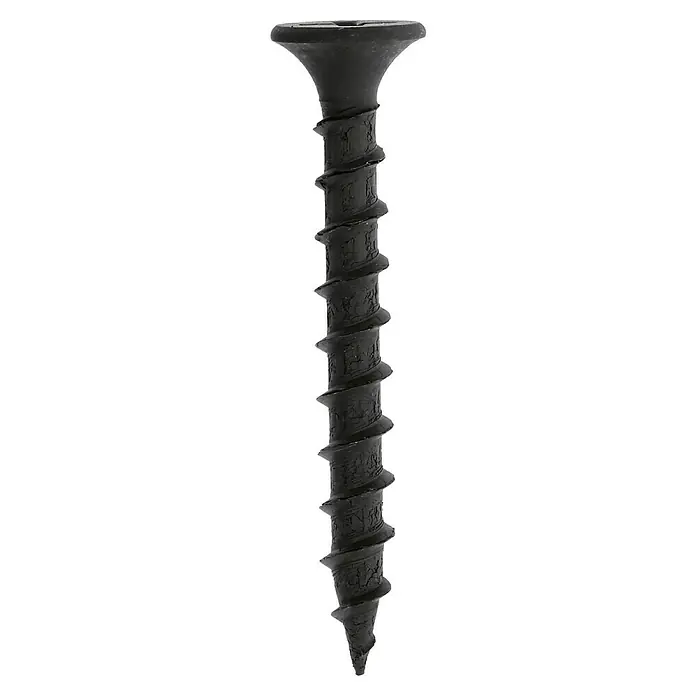 Profi Depot Schnellbauschraube - Durchmesser: 3,9 mm, Länge: 35 mm, Senkkopf, Grobgewinde, 200 Stk. - Nahaufnahme einer schwarzen Trockenbauschraube mit scharfen Gewindegängen, ideal für sichere Befestigungen in Gipskartonplatten und Holzkonstruktionen.