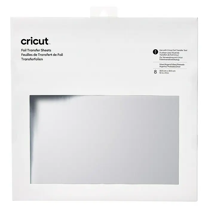 Cricut Transferfolie - 8 Stk., Silber, L x B: 30 x 30 cm - Cricut Folientransferblätter in Silber, ideal für kreative Projekte und Verzierungen mit dem Cricut Folientransferwerkzeug.
