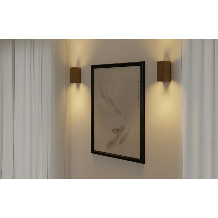Spotlight LED-Wandleuchte Wood Dream (5 W, L x B x H: 10 x 10 x 10 cm, Eiche,  Warmweiß) | BAUHAUS | Wandleuchten