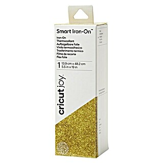 Cricut Joy Aufbügelfolie Smart Iron-On (Glitter Gold, L x B: 48 x 14 cm, Passend für: Cricut Joy Schneideplotter)