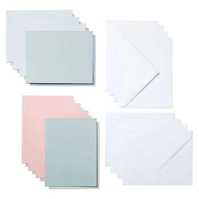 Cricut Joy Klebekarten-Set Cutaway Karte mit Kuvert - 8 -tlg., Pastell, 14 x 10,8 cm - Set mit farbigen Karten und passenden weißen Umschlägen für individuelle Grüße und Einladungen. Ideal für kreative Projekte und persönliche Nachrichten.
