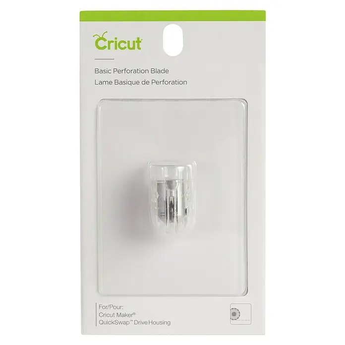 Cricut Maker Plotter-Werkzeug Perforations-Werkzeug - Passend für: Cricut Maker Schneideplotter - Nahaufnahme einer Cricut Basic Perforationsklinge in ihrer Verpackung.