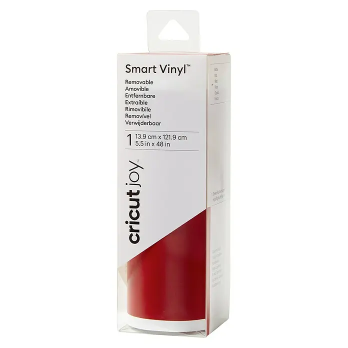 Cricut Joy Vinylfolie Smart Vinyl Ablösbar - Cardinal Red, 122 x 14 cm, Wieder entfernbar - Die Cricut Joy Smart Vinyl Rolle in Zinnoberrot, ideal für DIY-Projekte und Dekorationen, bietet eine Länge von 121.9 cm.