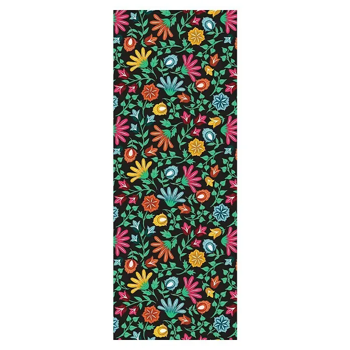 Cricut Joy Papier Deluxe Paper - 10 Stk., By Design, 30 x 11,5 cm, Cricut Schneideplotter - Buntes Blumenmuster auf dunklem Hintergrund. Das Design umfasst verschiedene Blütenformen und Blattmuster in lebhaften Farben.