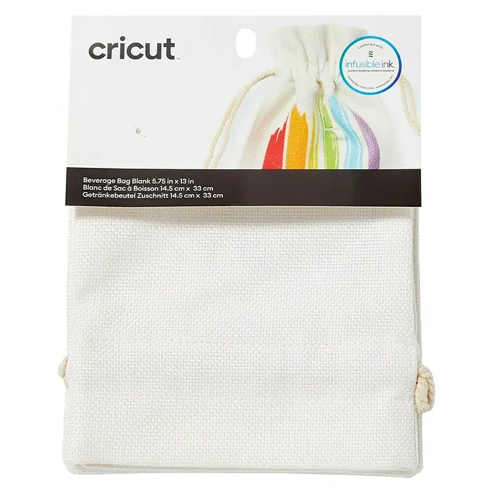 Cricut Flaschenhülle Ideal Infusible Ink - Weiß, 33 x 14,5 cm, Passend für: Cricut EasyPress™ - Cricut Getränkebeutelrohling mit Infusible Ink Kompatibilität, ideal zum Gestalten individueller Designs auf dem weißen Stoffbeutel.