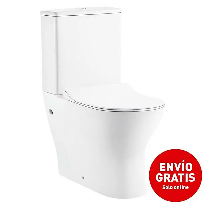 Camargue Pack de WC London - Salida dual - Inodoro de pie blanco y moderno con diseño delgado y cisterna separada. Un elegante accesorio de baño.