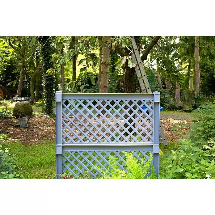 KHW Rankgitter - 100 x 140 cm, Grau - Graues Rankgitter aus Kunststoff im Garten.