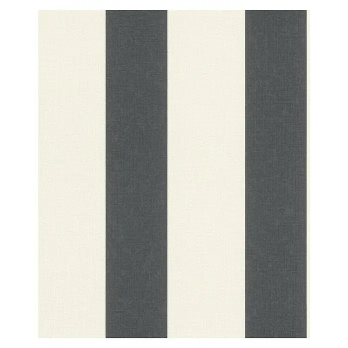 Rasch Florentine III Vliestapete - Weiß-Anthrazit, Streifen, 10,05 x 0,53 m - Dieses Bild zeigt ein Muster mit vertikalen Streifen in Grau und Beige. Die Streifen sind gleichmäßig angeordnet und verleihen dem Bild eine elegante Note.
