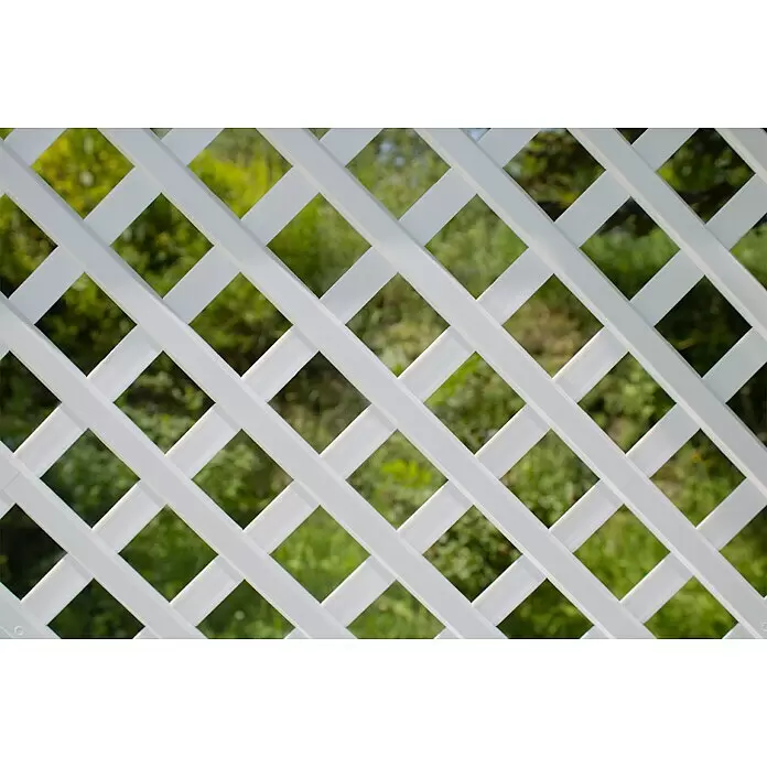 KHW Gartenbank Kopenhagen - B x T x H: 174 x 49 x 139 cm, Weiß - Weißes, rautenförmiges Spalier, geeignet als Zaun oder Sichtschutz.