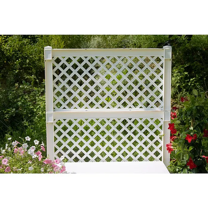 KHW Gartenbank Kopenhagen - B x T x H: 174 x 49 x 139 cm, Weiß - Die weiße Pflanzenstütze mit Gittermuster fügt sich perfekt in den Garten ein und bietet Kletterpflanzen idealen Halt.