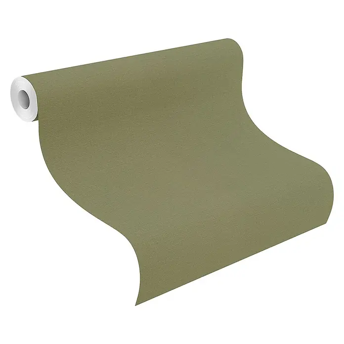 Rasch Salsa Vliestapete - Kaki, Uni, 10,05 x 0,53 m - Rolle der einfarbigen khaki Tapete.