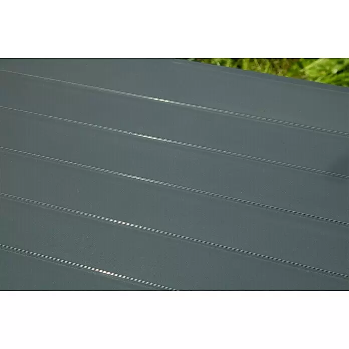 KHW Gartenbank Berlin - B x T x H: 174 x 49 x 41 cm, Anthrazit - Dunkelgraues geripptes Paneel mit horizontalen Rillen, ideal für Rollläden oder Gartenmöbel.